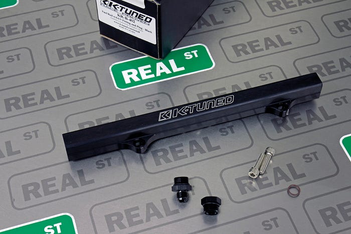 K-Tuned K-Series Fuel Rail Black w/ 6AN to 8OR adapter & 8AN plug KR-B-402